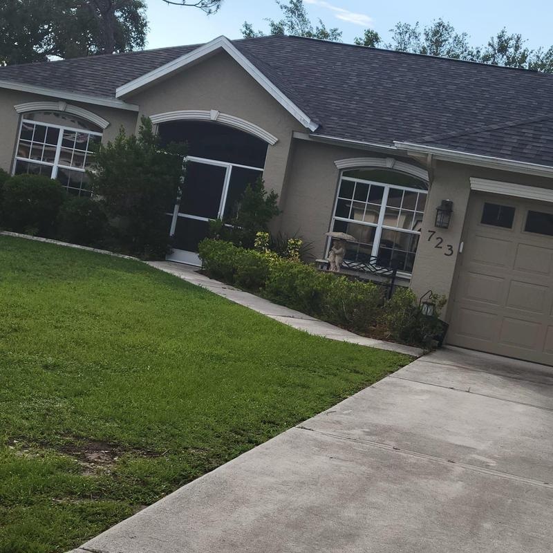 Completed architectural shingle roof on a Cedar Park home in the Buttercup Creek neighborhood